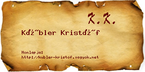 Kübler Kristóf névjegykártya